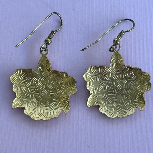 VINTAGE Cloisonné Enamel Floral Dangle Earrings - Picture 5 of 5